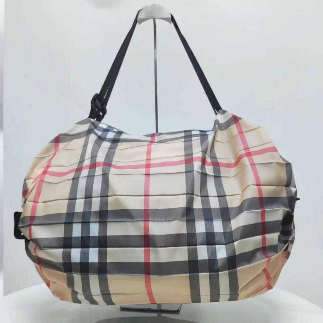 【簡単折りたたみ】エコバッグ 軽量コンパクト ベージュチェック柄 シュパット レディースのバッグ(エコバッグ)の商品写真
