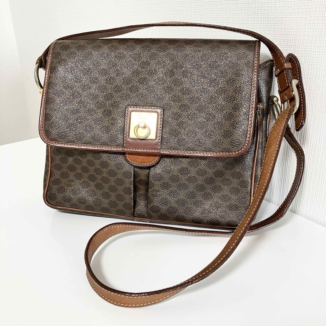 CELINE - CELINE セリーヌ サークル金具 マカダム柄 ショルダーバッグ