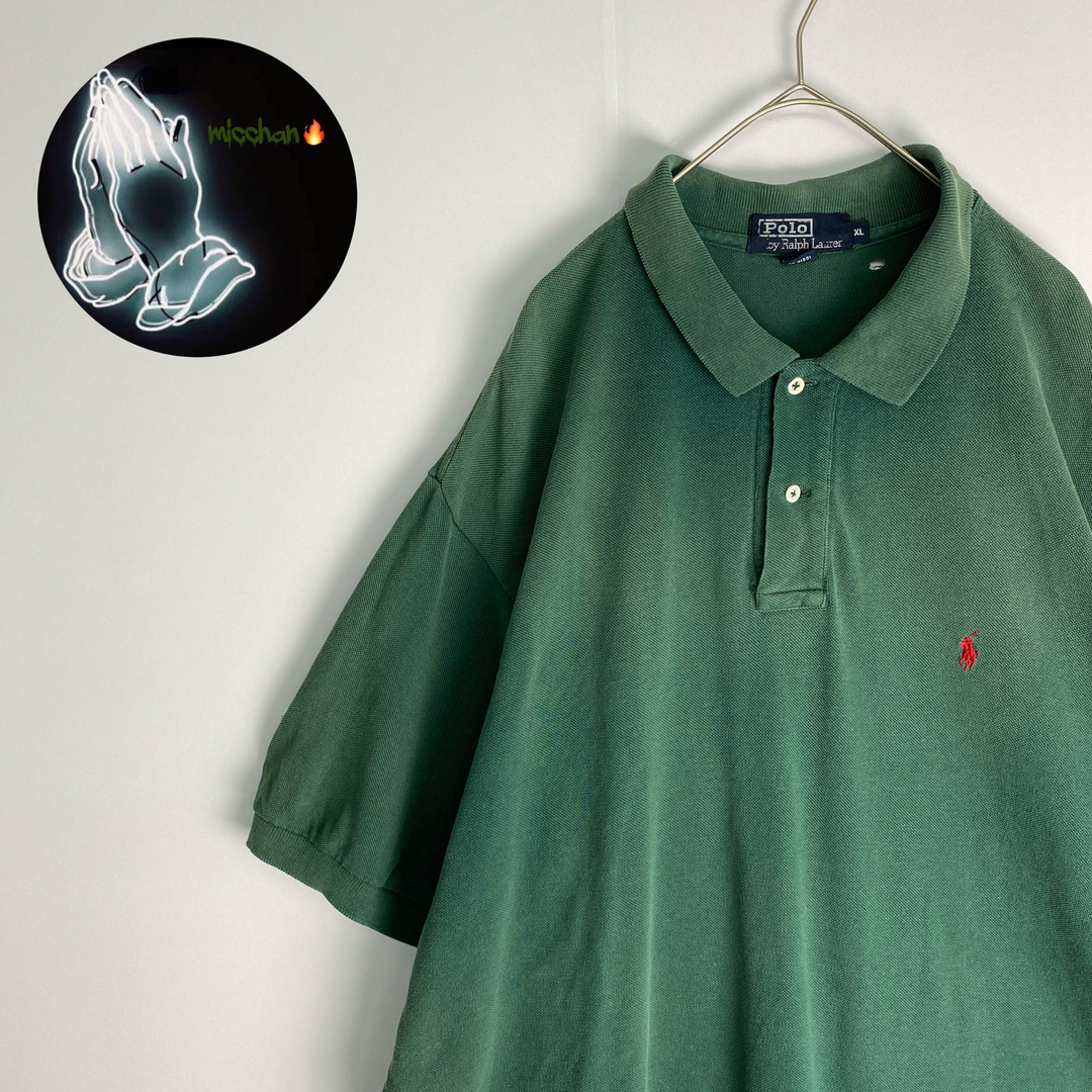 POLO（RALPH LAUREN）(ポロ)の【ポロラルフローレン　半袖ポロシャツ　USA製　ワンポイント　緑　赤　古着】 メンズのトップス(ポロシャツ)の商品写真