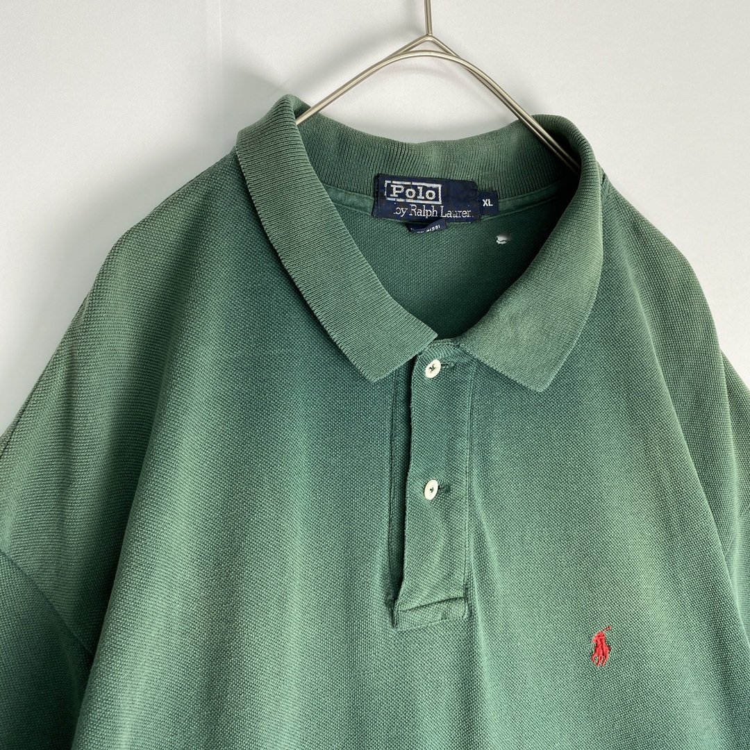 POLO（RALPH LAUREN）(ポロ)の【ポロラルフローレン　半袖ポロシャツ　USA製　ワンポイント　緑　赤　古着】 メンズのトップス(ポロシャツ)の商品写真