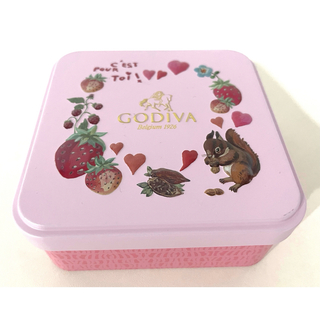 ゴディバ(GODIVA)のゴディバ 空き缶 バレンタイン限定 ピンク(小物入れ)