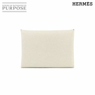 エルメス(Hermes)の未使用 展示品 エルメス HERMES カルヴィ デュオ カードケース シェーブル マッシュルーム B刻印 シルバー 金具 VLP 90229525(その他)