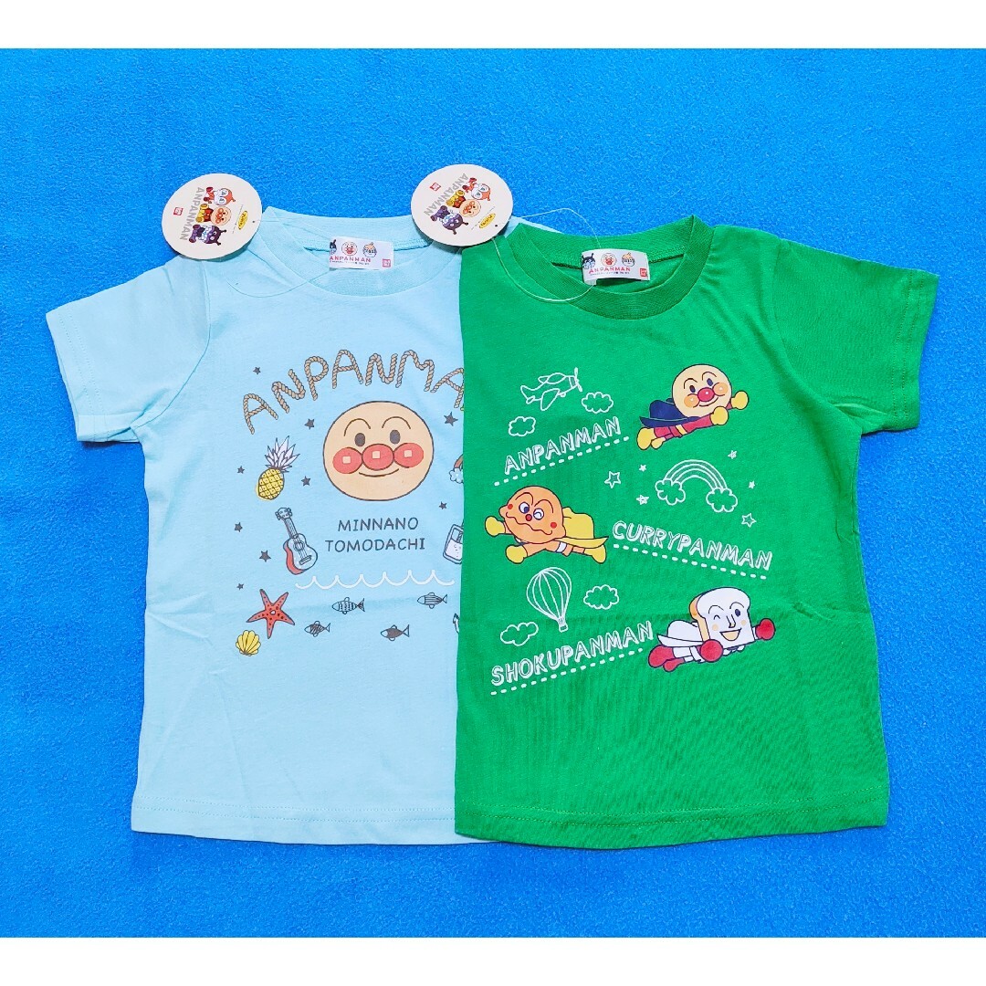 アンパンマン(アンパンマン)の新品　95cm　アンパンマン　半袖Ｔシャツ2枚セット　南国B×パトロールG キッズ/ベビー/マタニティのキッズ服男の子用(90cm~)(Tシャツ/カットソー)の商品写真