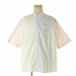 【MAISONKITSUNE】コントラストパネル オックスフォード半袖シャツ