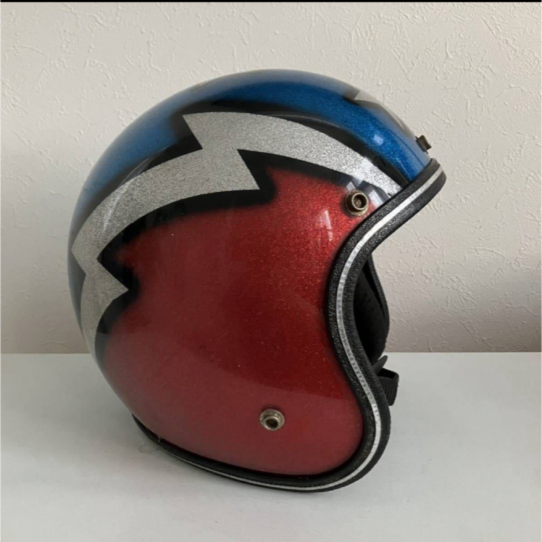 サンダーボルト NESCO★ビンテージヘルメット 1970年代 赤 青 星  自動車/バイクのバイク(ヘルメット/シールド)の商品写真