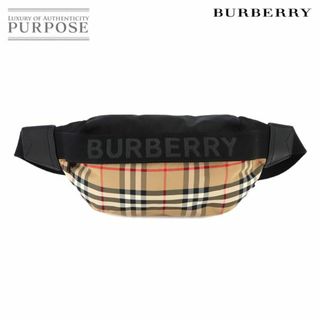 バーバリー(BURBERRY)の新品同様 バーバリー BURBERRY ヴィンテージチェック ボディバッグ ナイロン レザー ベージュ ブラック 8026557 VLP 90230012(ボディバッグ/ウエストポーチ)