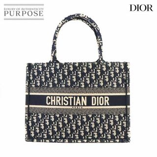 新品同様 クリスチャン ディオール Christian Dior オブリーク ブック トート ミディアム バッグ キャンバス ネイビー M1296ZRIW VLP 90230238