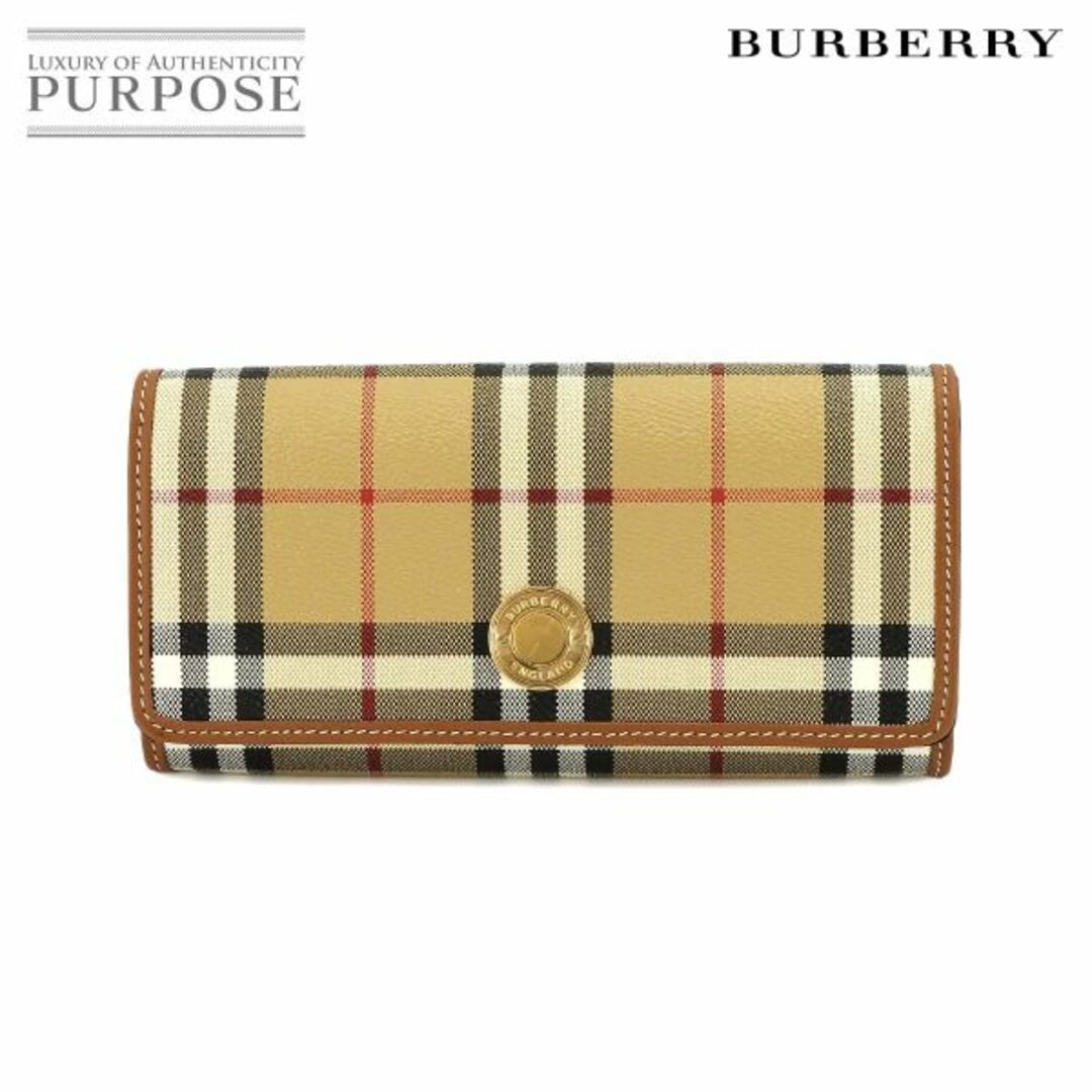 BURBERRY(バーバリー)の未使用 展示品 バーバリー BURBERRY チェック コンチネンタル ウォレット 二つ折り 長財布 PVC レザー ベージュ ブラウン 8070414 VLP 90230243 レディースのファッション小物(財布)の商品写真