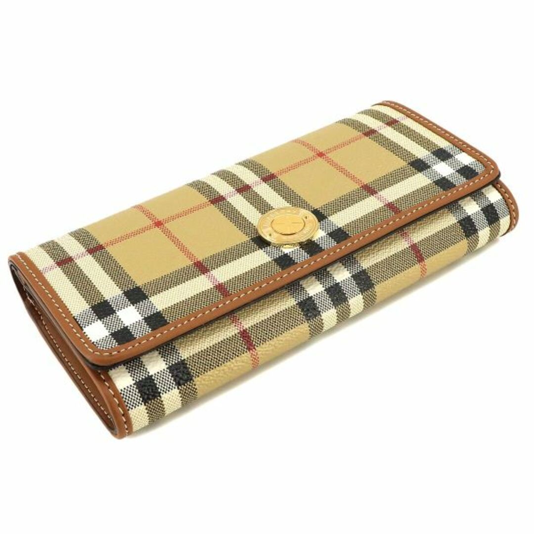 BURBERRY(バーバリー)の未使用 展示品 バーバリー BURBERRY チェック コンチネンタル ウォレット 二つ折り 長財布 PVC レザー ベージュ ブラウン 8070414 VLP 90230243 レディースのファッション小物(財布)の商品写真