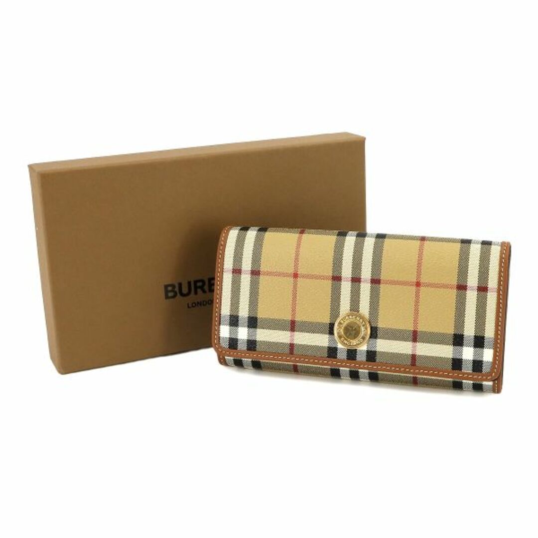 BURBERRY(バーバリー)の未使用 展示品 バーバリー BURBERRY チェック コンチネンタル ウォレット 二つ折り 長財布 PVC レザー ベージュ ブラウン 8070414 VLP 90230243 レディースのファッション小物(財布)の商品写真