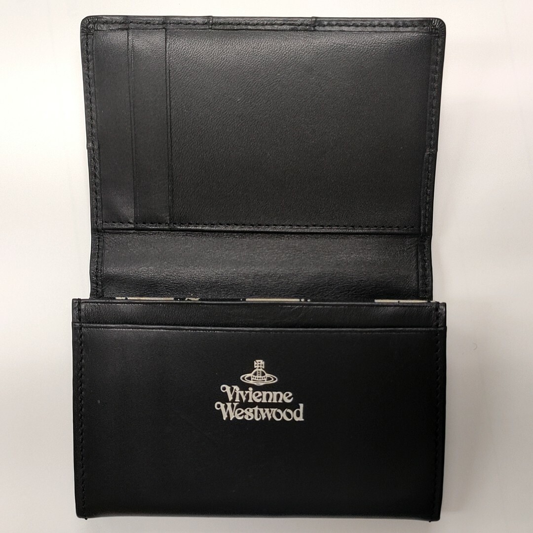 Vivienne Westwood(ヴィヴィアンウエストウッド)の【美品】ヴィヴィアンウエストウッド　名刺入れ　革　黒　ミニ財布　男女兼用 レディースのファッション小物(名刺入れ/定期入れ)の商品写真