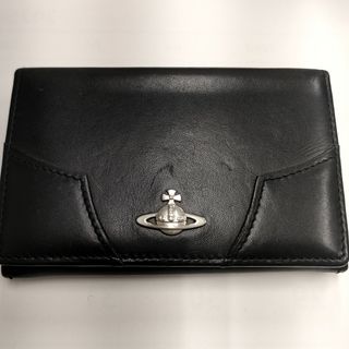 ヴィヴィアンウエストウッド(Vivienne Westwood)の【美品】ヴィヴィアンウエストウッド　名刺入れ　革　黒　ミニ財布　男女兼用(名刺入れ/定期入れ)