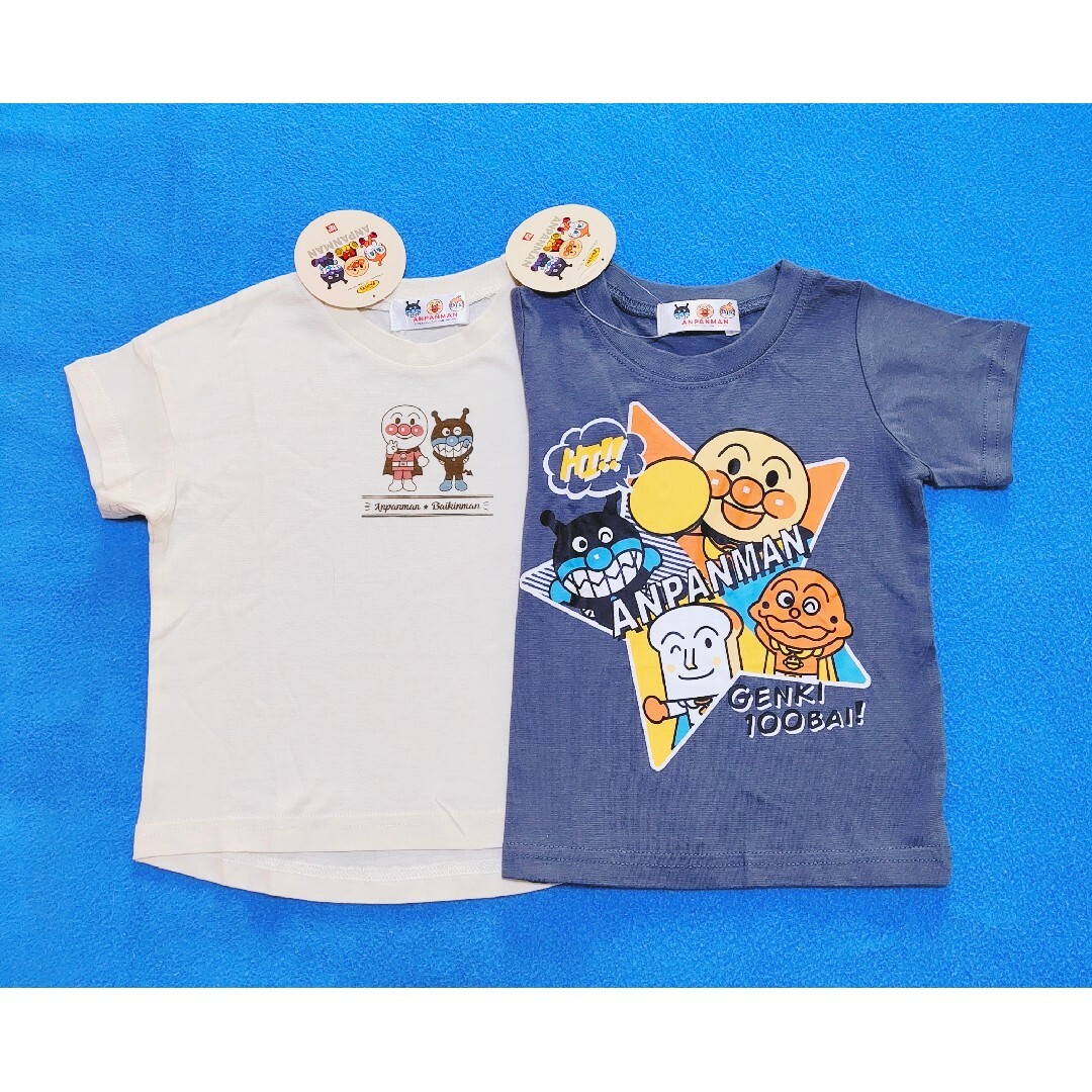 アンパンマン(アンパンマン)の新品　100cm　アンパンマン　半袖Ｔシャツ2枚セット　アンばい×パンチG キッズ/ベビー/マタニティのキッズ服男の子用(90cm~)(Tシャツ/カットソー)の商品写真