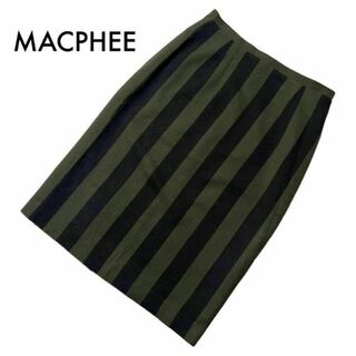 マカフィー(MACPHEE)のマカフィー トゥモローランド タイトスカート 38 M ストライプ柄 緑 黒(ひざ丈スカート)
