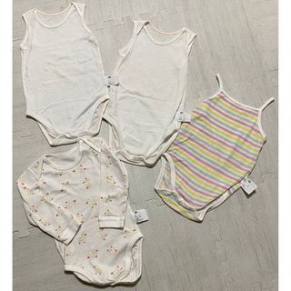 ユニクロ(UNIQLO)のUNIQLO  ベビー　90   綿100%  ボディスーツ　4枚セット(下着)