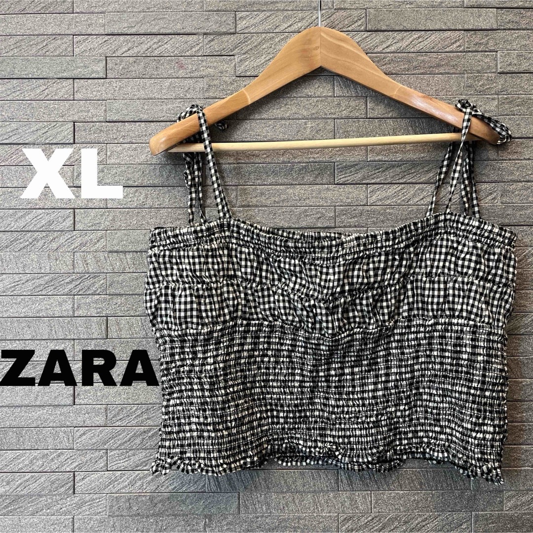 ZARA(ザラ)のザラ ZARA トップス キャミソール インナー ギンガムチェック ブラック×白 レディースのトップス(キャミソール)の商品写真