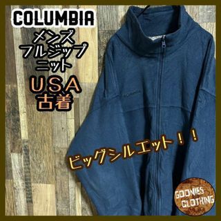 コロンビア(Columbia)のコロンビア フルジップ フリース ネイビー ロゴ XL アウター USA古着(その他)