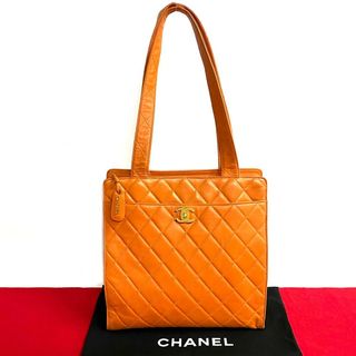 シャネル(CHANEL)の極 美品 シール有 4番台 CHANEL シャネル ヴィンテージ マトラッセ ラムスキン レザー 本革 ハンドバッグ トートバッグ オレンジ 20323(トートバッグ)