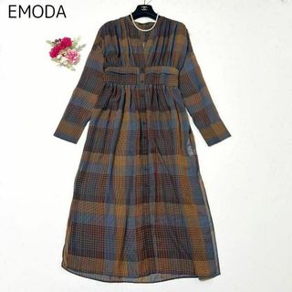 EMODA - EMODA シアーウエストマークチェックシャツ ワンピース ブラウン フリー