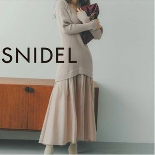 スナイデル(SNIDEL)の■ SNIDEL オーガンスカートドッキングニットワンピース ピンク(ロングワンピース/マキシワンピース)