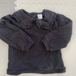 エイチアンドエム(H&M)のH＆M 襟付き 薄手トレーナー 黒 90cm(Tシャツ/カットソー)