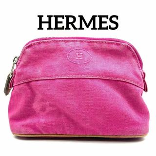 エルメス(Hermes)のHERMES エルメス ボリードポーチ ミニミニ キャンバス 小物入れ ピンク(ポーチ)