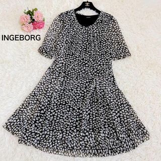 INGEBORG - 美品☆インゲボルグ ハート シフォン フリル ワンピース インナー付2点セット