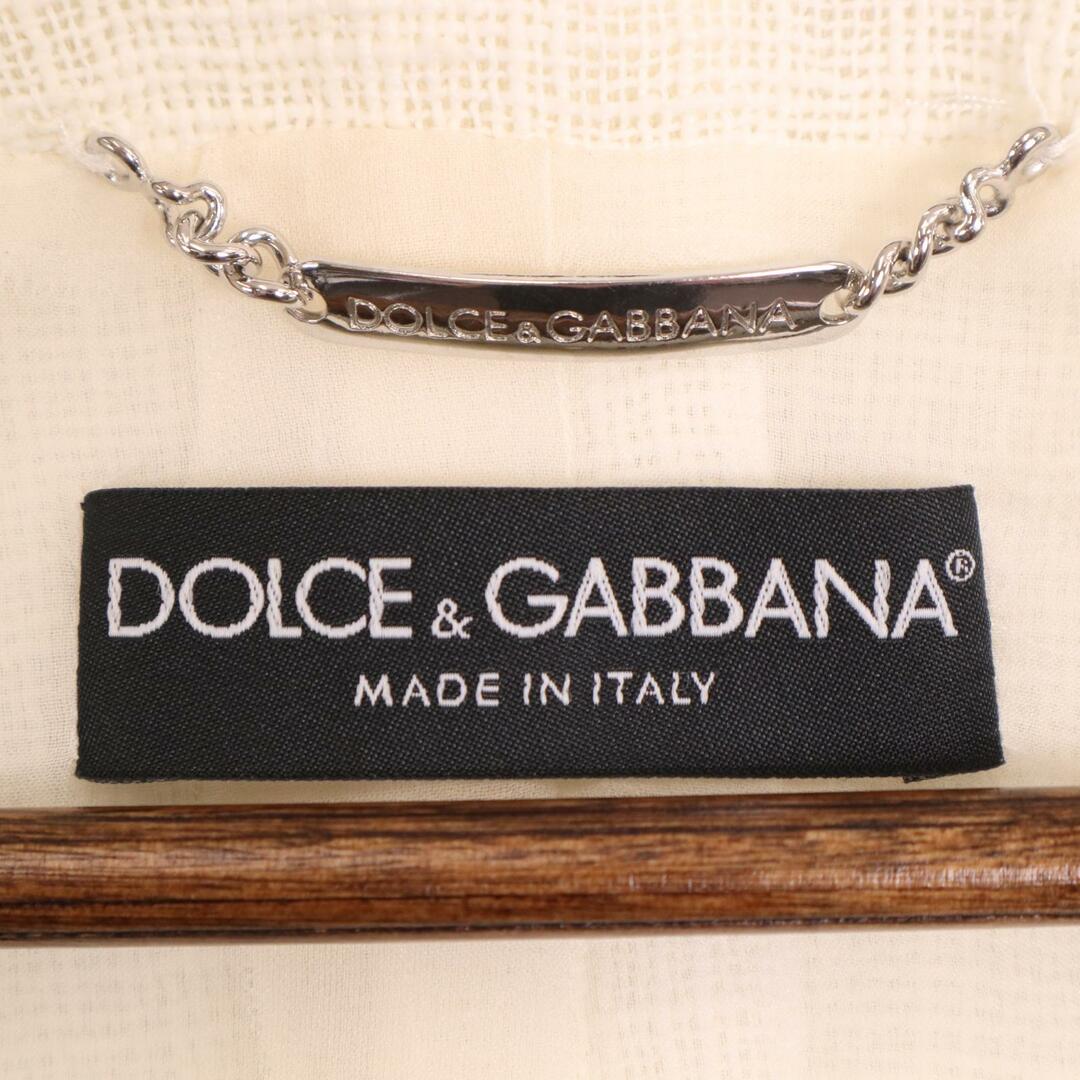 DOLCE&GABBANA(ドルチェアンドガッバーナ)のドルチェアンドガッバーナ ホワイト コットンシルク ノーカラージャケット 36 レディースのジャケット/アウター(その他)の商品写真