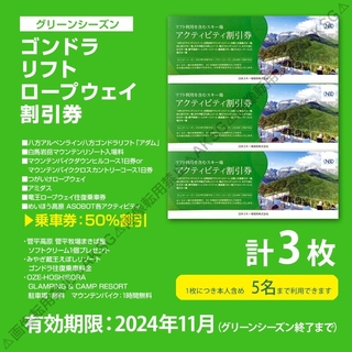 NSD スキー場リフト/ゴンドラ/アクティビティ割引券3枚 2024(スキー場)