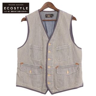 ダブルアールエル(RRL)のダブルアールエル ヒッコリー×シャンブレー フラップポケット ベスト  RENNES WAISTCOAT VEST L(ベスト)