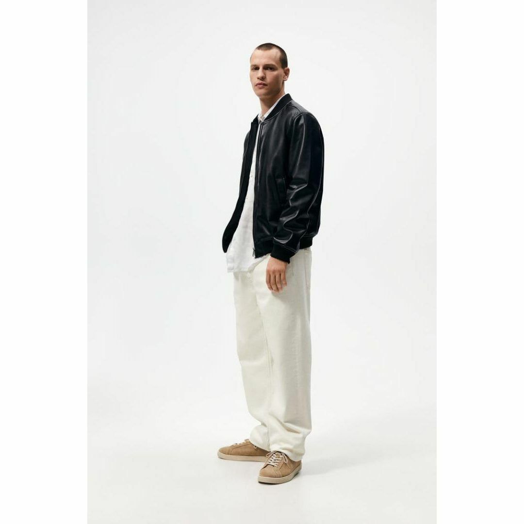 ZARA - ZARA フェイクレザー ボンバージャケット メンズ 革 ZARA - ZARA フェイクレザー ボンバージャケット メンズ 革