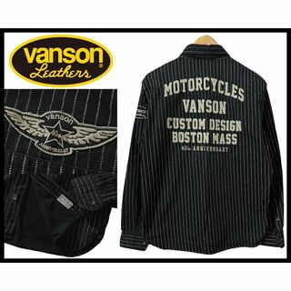 VANSON - 希少 バンソン 40周年 限定 刺繍 ブラック デニム ウォバッシュ シャツ L