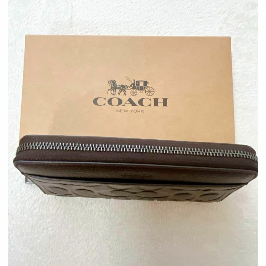 COACH(コーチ)の未使用 COACH コーチ 長財布 シグニチャー エンボス ブラウン メンズ メンズのファッション小物(長財布)の商品写真