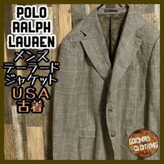 ポロラルフローレン(POLO RALPH LAUREN)のラルフローレン テーラード ジャケット アウター チェック ベージュ USA古着(テーラードジャケット)