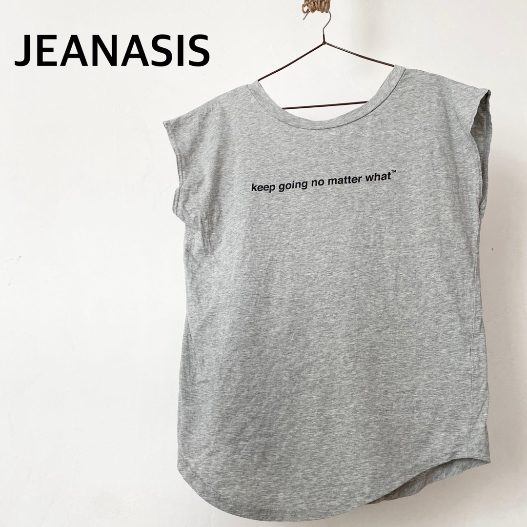 JEANASIS(ジーナシス)のジーナシス　グレー　Tシャツ　カットソー　トップス　アシンメトリー レディースのトップス(Tシャツ(半袖/袖なし))の商品写真