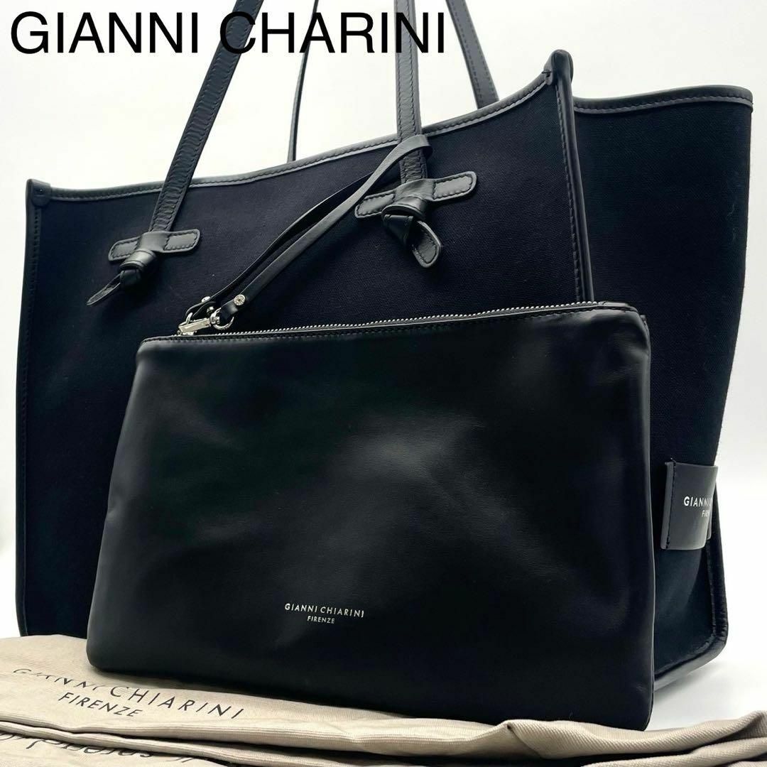 GIANNI CHIARINI(ジャンニキャリーニ)の★未使用級 ジャンニキャリーニ マルチェッラM 石原さとみ A4収納可 ブラック レディースのバッグ(トートバッグ)の商品写真