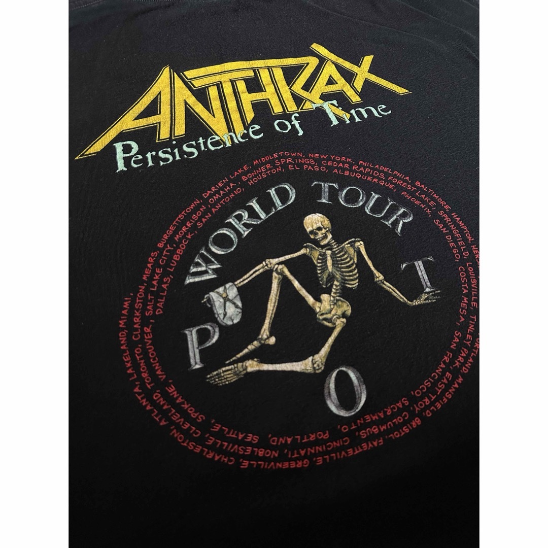 90s USA製 バンド　ANTHRAX  スカル　 骸骨　シングルステッチ メンズのトップス(Tシャツ/カットソー(半袖/袖なし))の商品写真