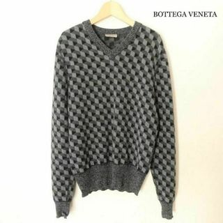 ボッテガヴェネタ(Bottega Veneta)の美品 ボッテガヴェネタ イントレチャート柄 Vネック 長袖 ニット セーター(ニット/セーター)