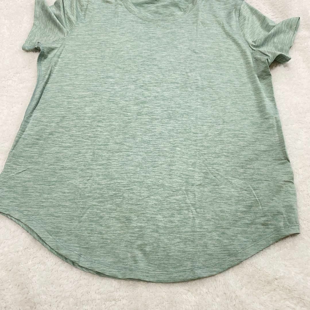 Lサイズ グリーン ヨガウェア 半袖 スポーツトップス Tシャツ レディースのトップス(Tシャツ(半袖/袖なし))の商品写真
