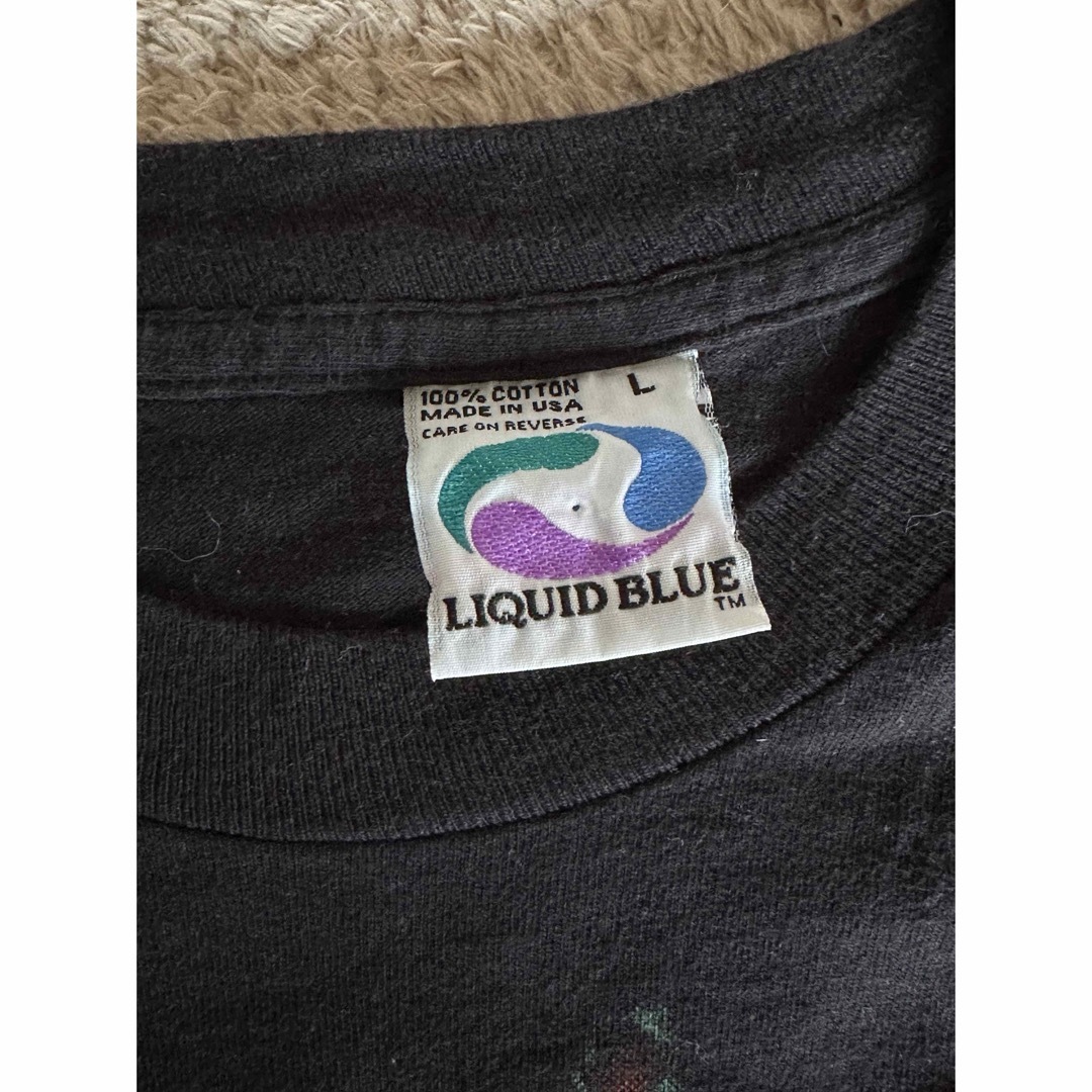 VINTAGE(ヴィンテージ)のUSA製 スカル リキッドブルー　バッド　トゥ　ザ　ボーン シングルステッチ メンズのトップス(Tシャツ/カットソー(半袖/袖なし))の商品写真
