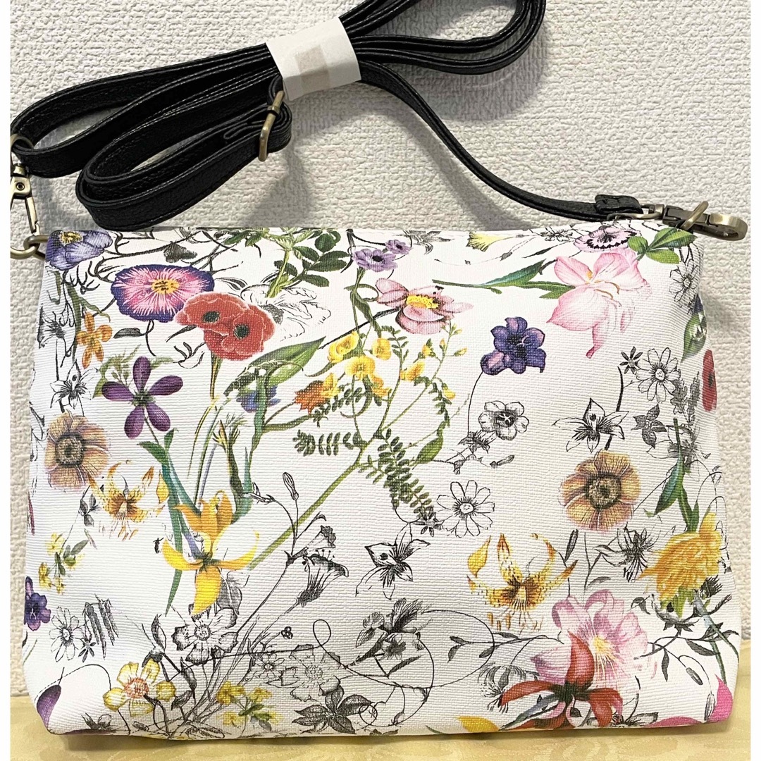 未使用美品ショルダーバッグバッグインバッグポシェットストラップ取外可軽量旅行花柄 レディースのバッグ(ショルダーバッグ)の商品写真