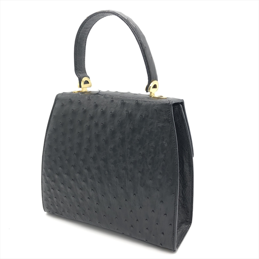 celine(セリーヌ)のセリーヌ CELINE ハンドバッグ オーストリッチ ブラック ゴールド金具【中古】 レディースのバッグ(ハンドバッグ)の商品写真