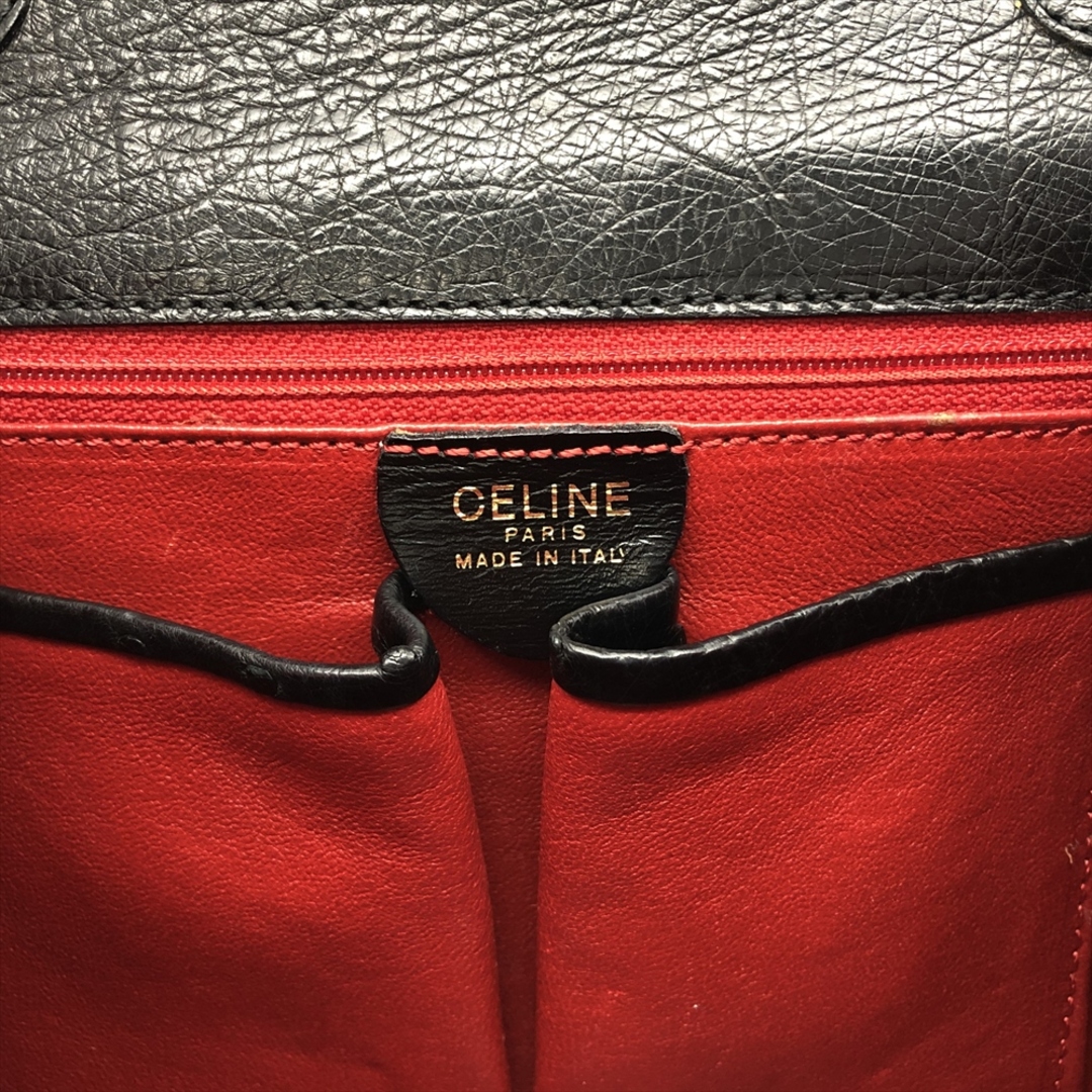 celine(セリーヌ)のセリーヌ CELINE ハンドバッグ オーストリッチ ブラック ゴールド金具【中古】 レディースのバッグ(ハンドバッグ)の商品写真