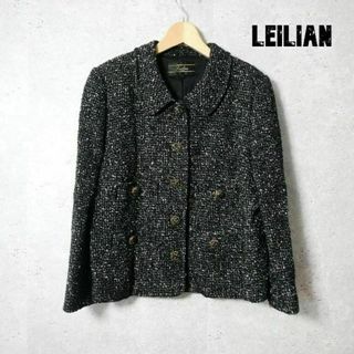 leilian - 美品 レリアン ツイード シングル 5B ジャケット 黒×白 13 大きいサイズ