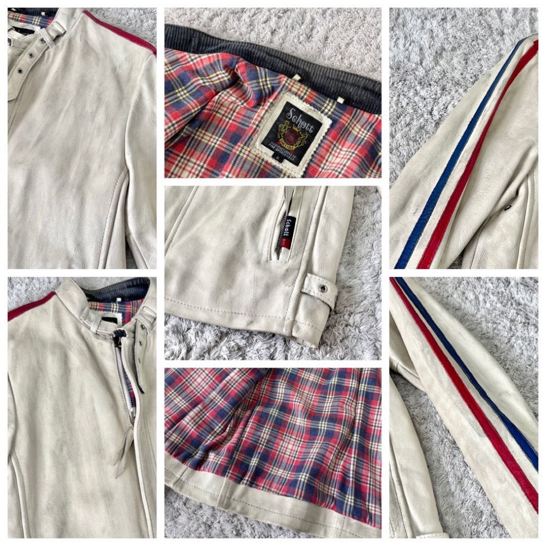 schott(ショット)のSchott ショット レザー クラシックレーサー 袖ライン シングルライダース メンズのジャケット/アウター(レザージャケット)の商品写真