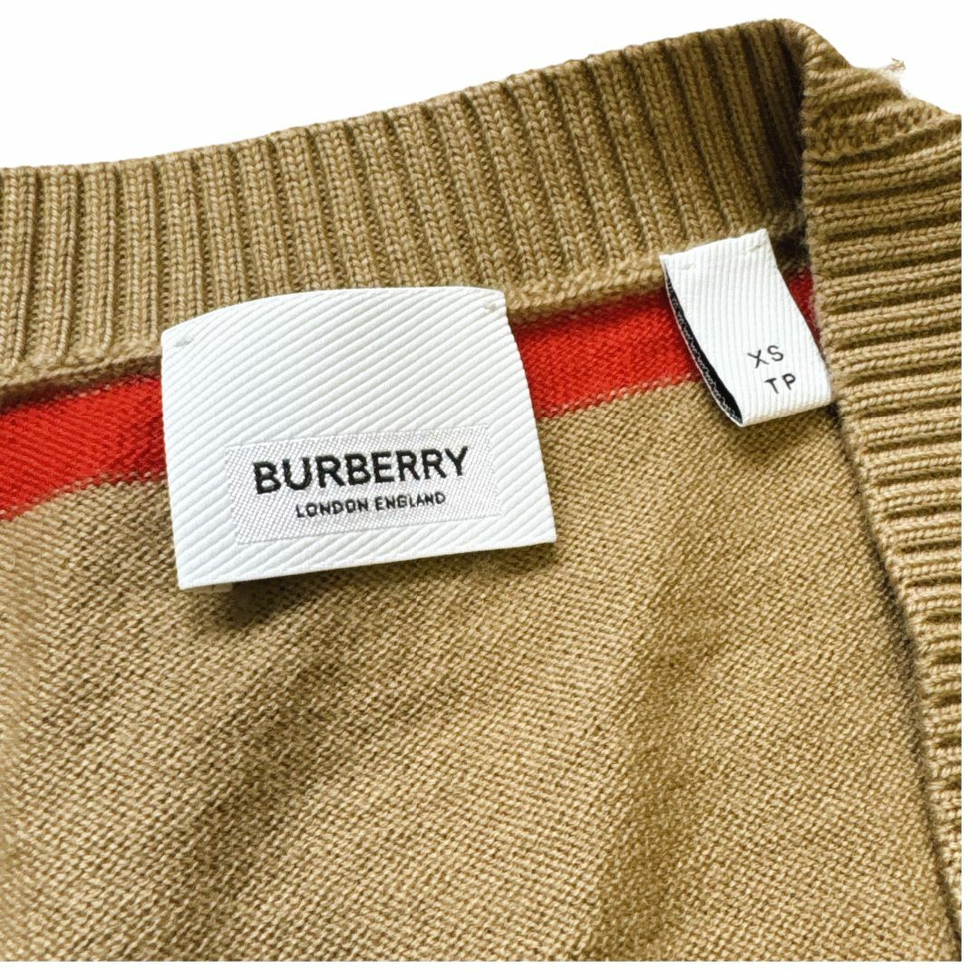 BURBERRY(バーバリー)のバーバリー BURBERRY ニットカーディガン ボーダー ベージュ レディースのトップス(カーディガン)の商品写真