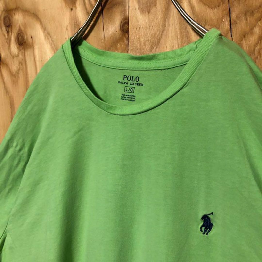 POLO RALPH LAUREN(ポロラルフローレン)のUSA古着 90s ライトグリーン ポロラルフローレン 半袖 Tシャツ シンプル メンズのトップス(Tシャツ/カットソー(半袖/袖なし))の商品写真