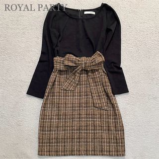 ロイヤルパーティー(ROYAL PARTY)の美品✨ROYAL PARTY　ロイヤルパーティ　ワンピース　チェック　ベルト(ミニワンピース)