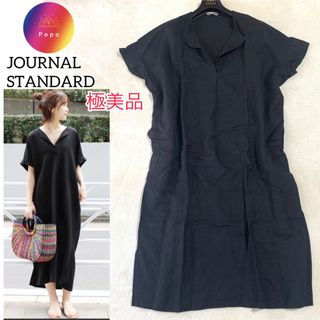 JOURNAL STANDARD - 極美品✨ジャーナルスタンダード　スキッパー　麻　レーヨン　半袖ワンピース　黒