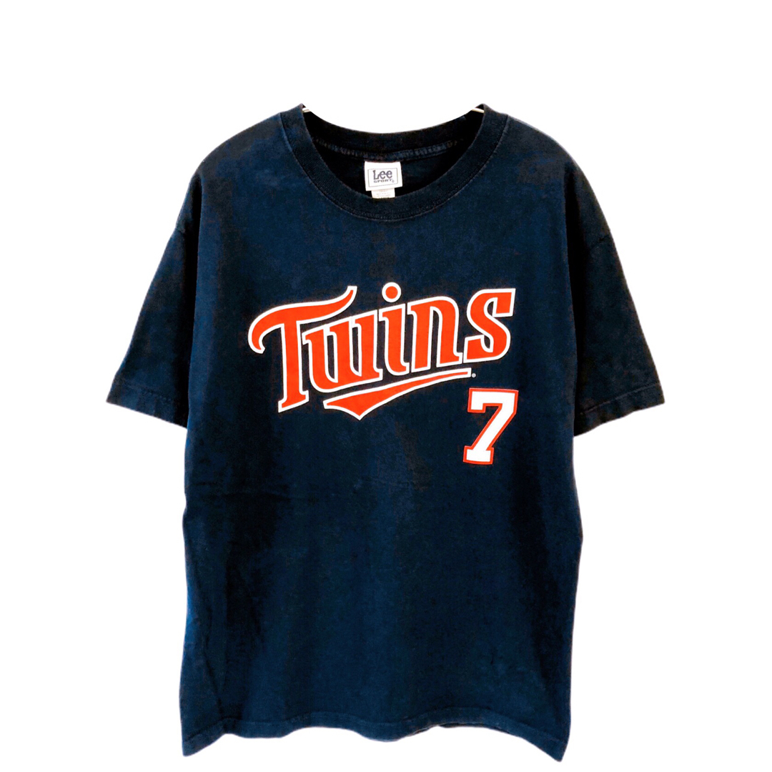 Lee(リー)のMLB　ミネソタ・ツインズ　Maue　永久欠番7　Tシャツ　L　紺　USA古着 メンズのトップス(Tシャツ/カットソー(半袖/袖なし))の商品写真